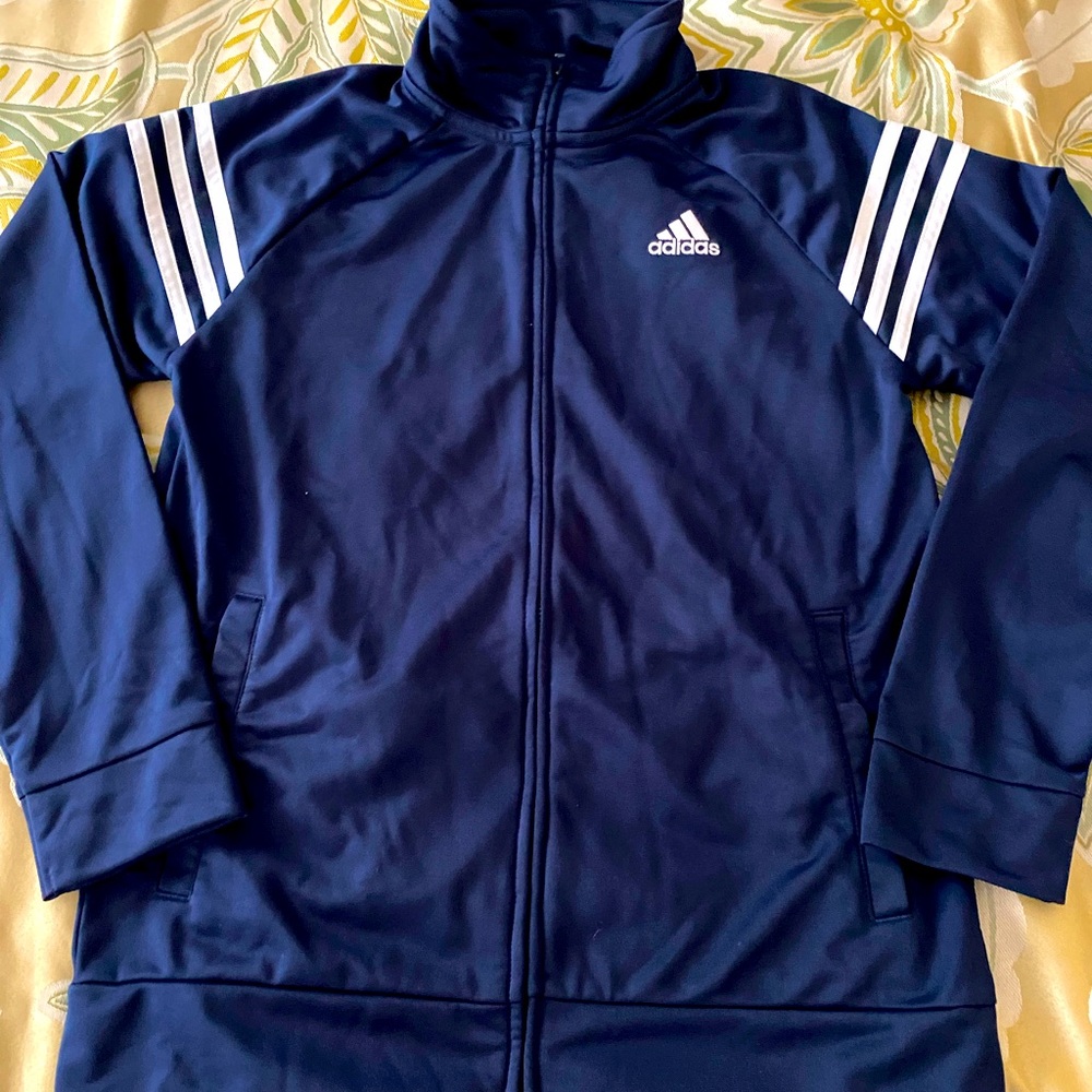 Adidas track jacket. Navy blue. Youth size 14/16